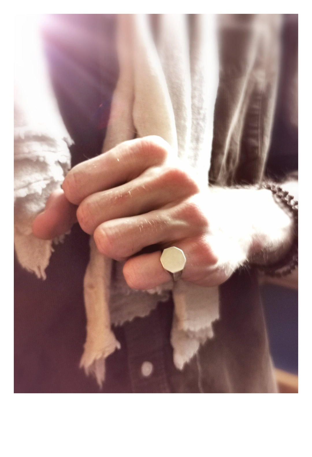 Hexagonal Signet Ring — 925 Silver