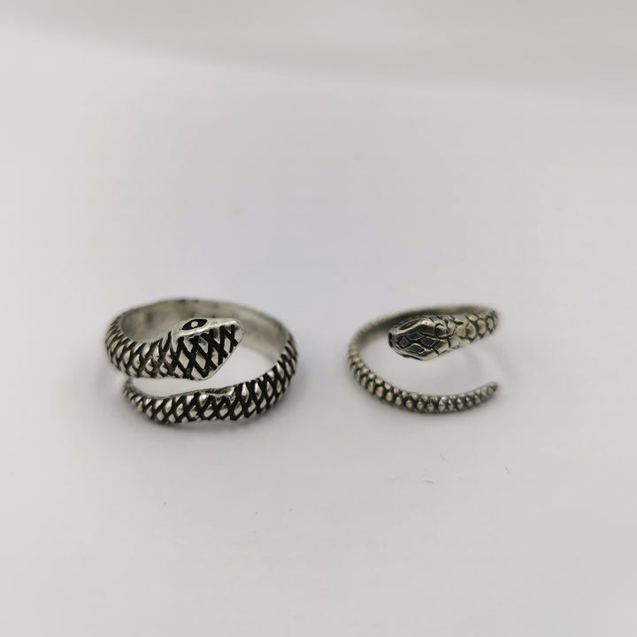 Adjustable Snake Ring, Detailed Design — 925 Silver