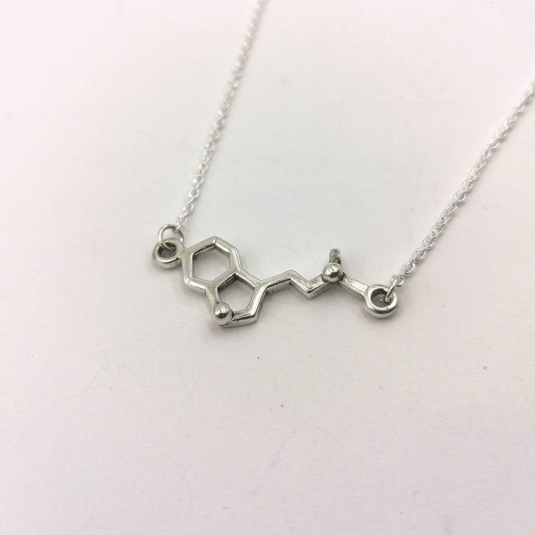 Small DMT Necklace, DMT Pendant 925 Silver/Brass, Molecular Structure Necklace