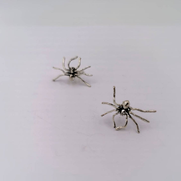Detailed Spider Stud Earrings — 925 Silver