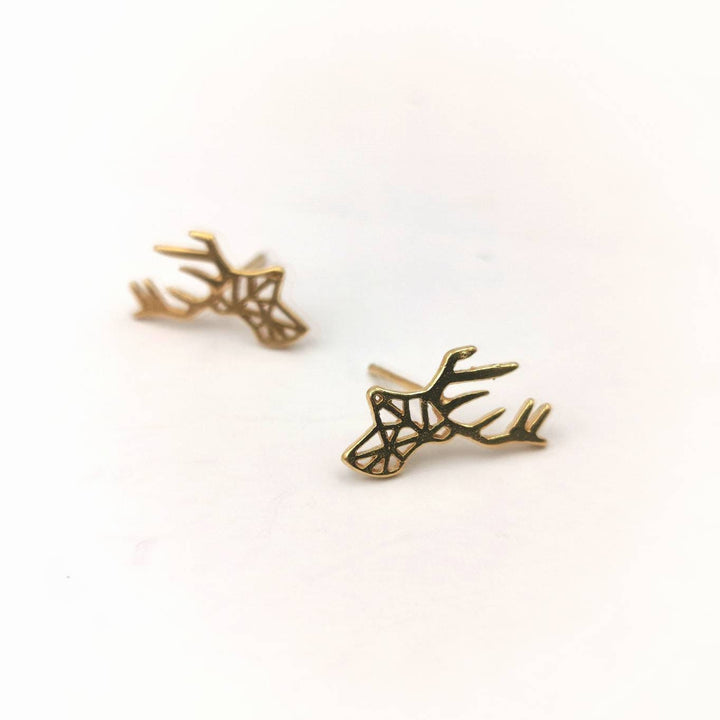 Origami Deer Stud Earrings — 18k Gold Plated