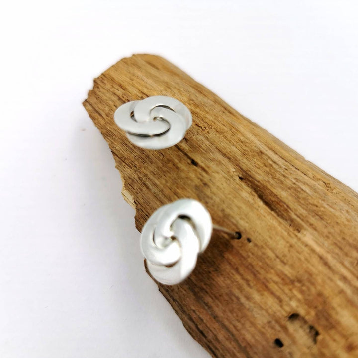 Flower Knot Stud Earrings — 925 Silver
