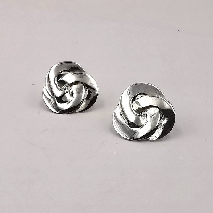 Flower Knot Stud Earrings — 925 Silver