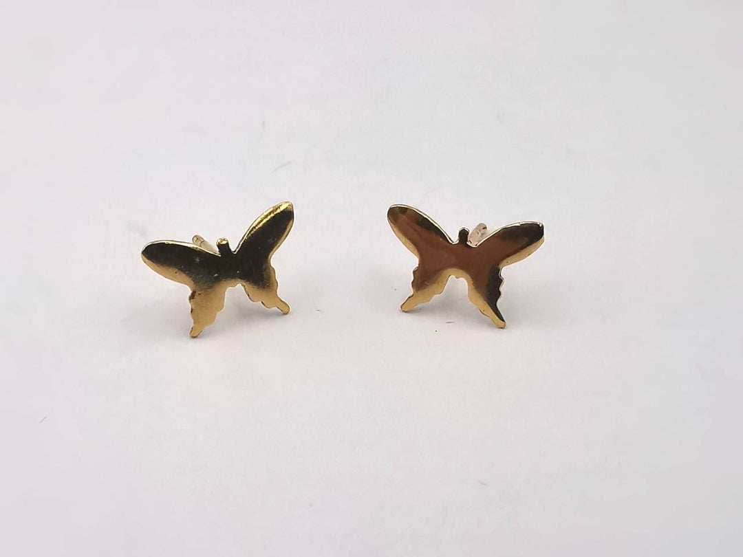 Dainty Butterfly Gold Studs, Insect Stud Earrings — 18k Gold Plated