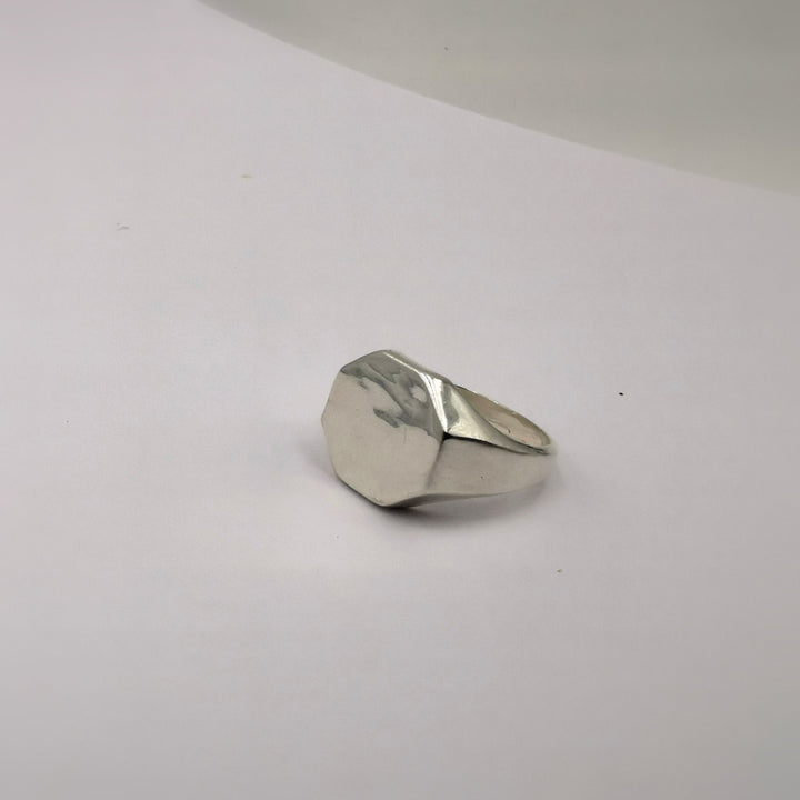 Hexagonal Signet Ring — 925 Silver