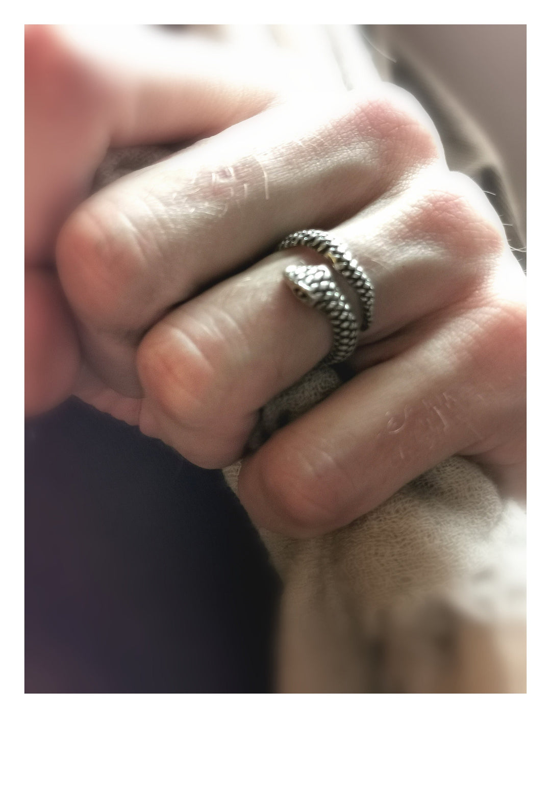 Adjustable Snake Ring, Detailed Design — 925 Silver