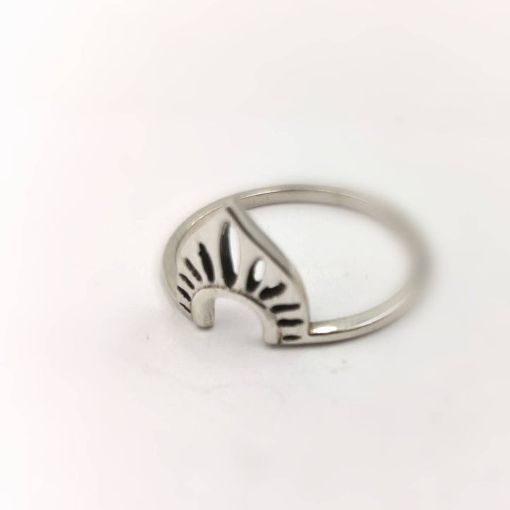 Boho Chevron Ring with Oriental Mandala Pattern — 925 Silver