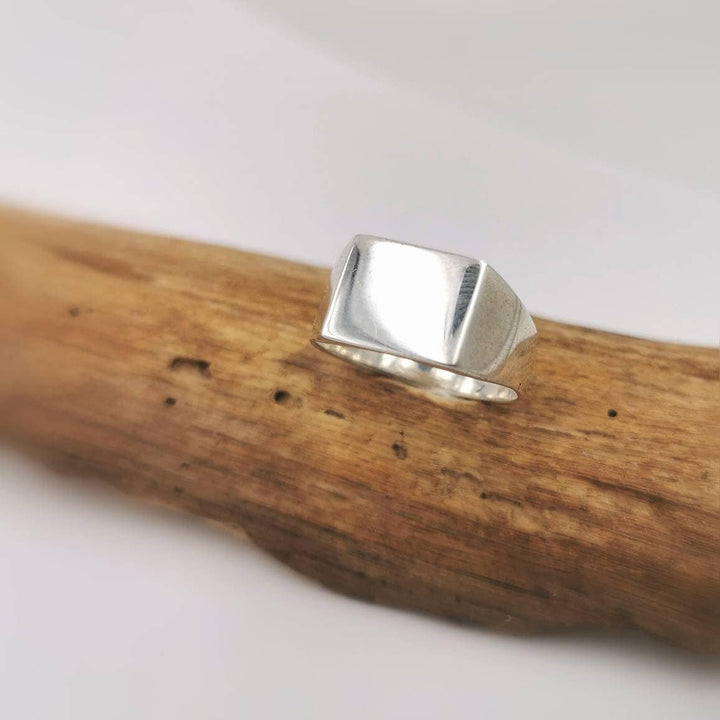Rectangular Signet Ring, Solid Signet Ring — 925 Silver