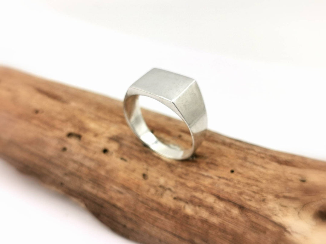 Rectangular Signet Ring, Solid Signet Ring — 925 Silver