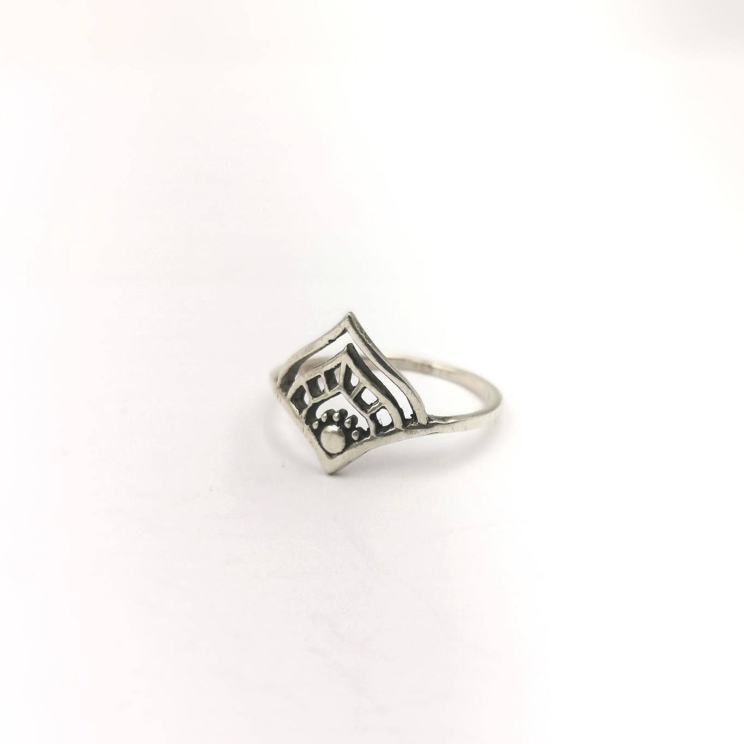 Elegant 925 Silver Boho Ring with Oriental Pattern, Silver Dainty Ring