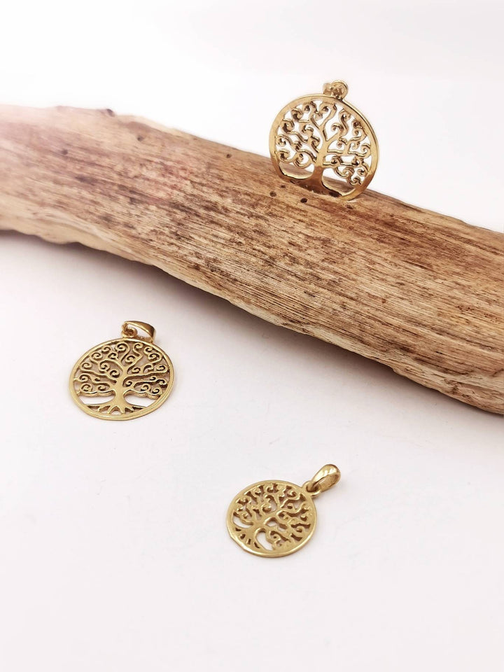 Tree of Life Pendant, Yggdrasil Charm — 18k Gold Plated
