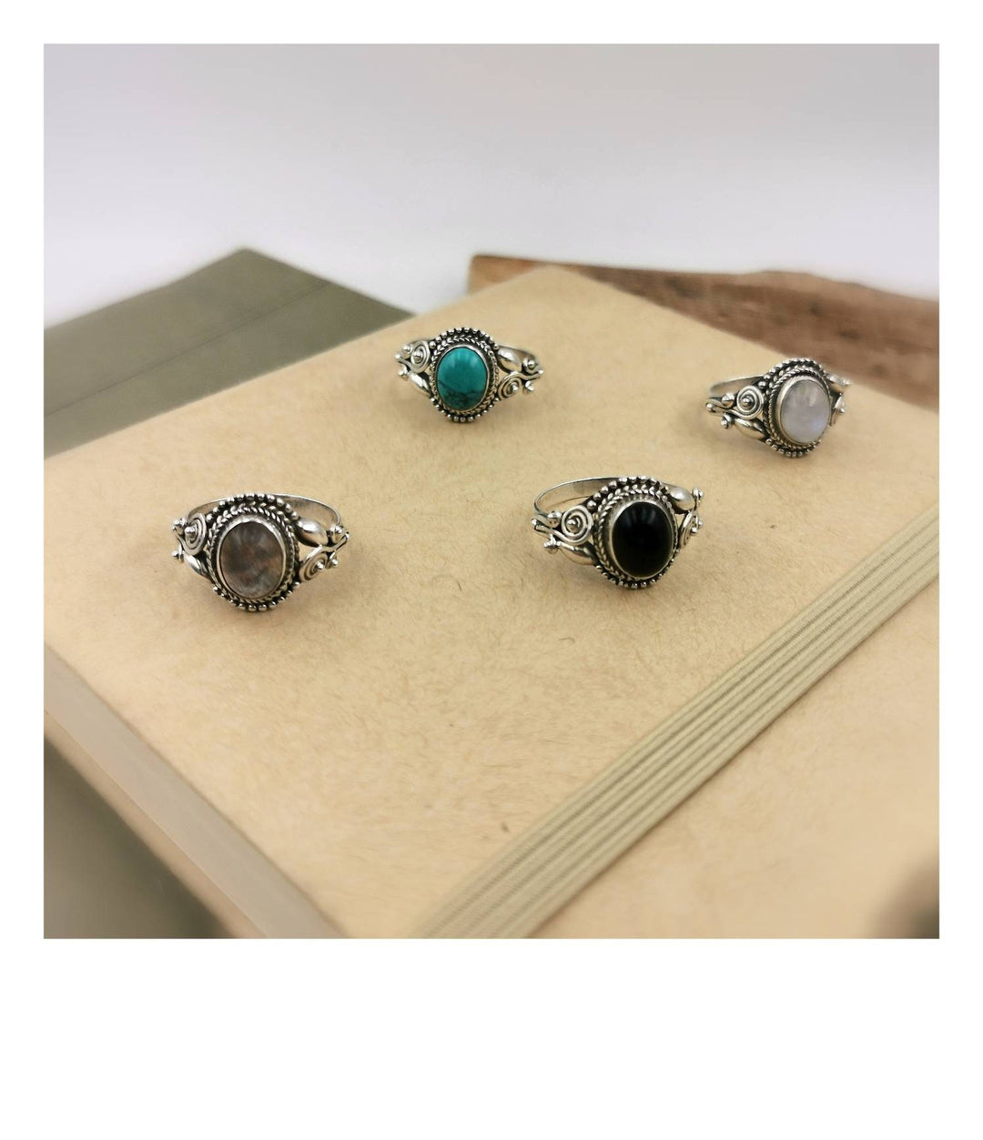 Handmade 925 Silver Boho Ring with Natural Gemstone