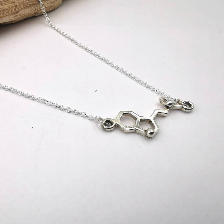 Small DMT Necklace, DMT Pendant 925 Silver/Brass, Molecular Structure Necklace