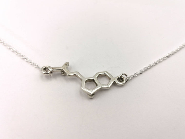 Small DMT Necklace, DMT Pendant 925 Silver/Brass, Molecular Structure Necklace