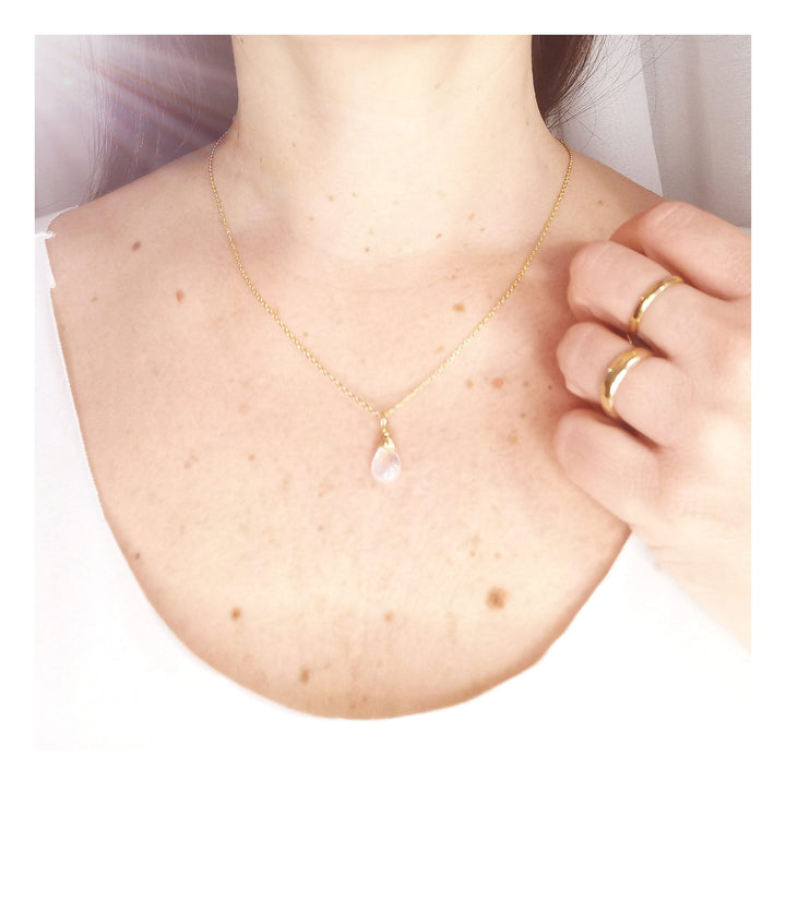 Rainbow Moonstone Drop Charm 18k Gold Plated