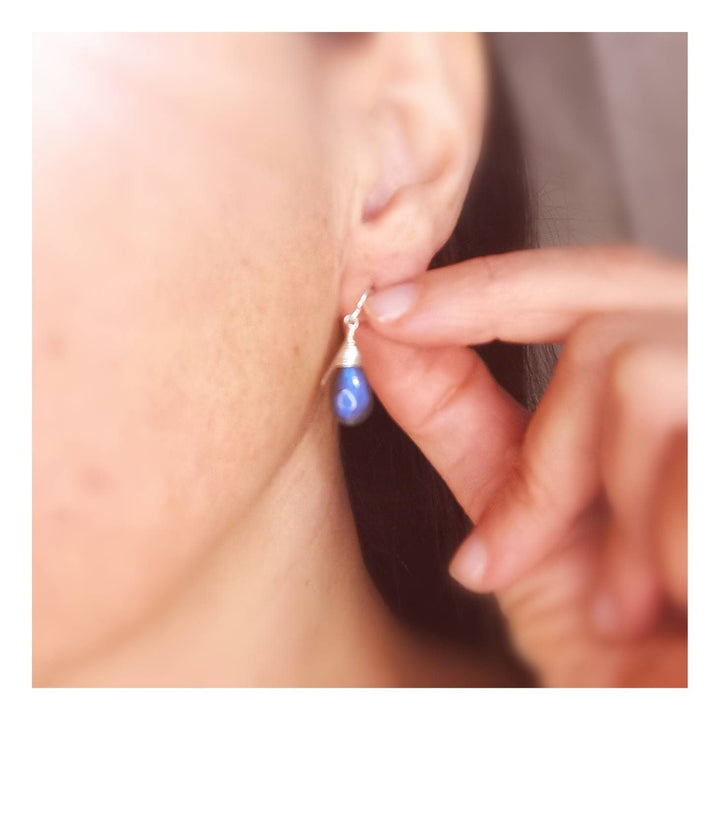 Blue Labradorite Drop Earrings 925 Silver