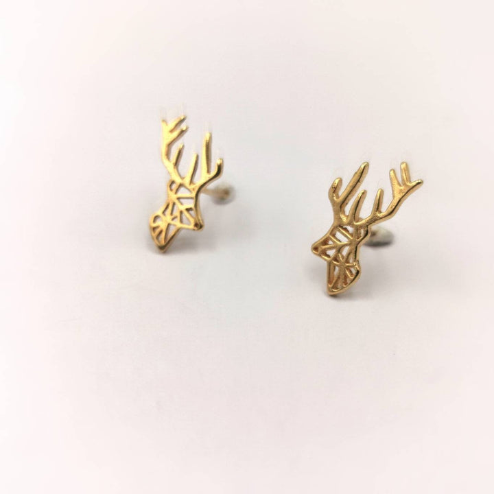 Origami Deer Stud Earrings — 18k Gold Plated
