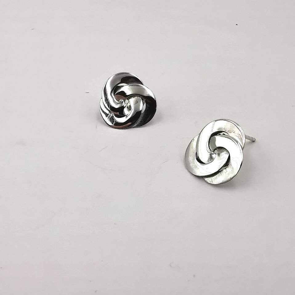 Flower Knot Stud Earrings — 925 Silver