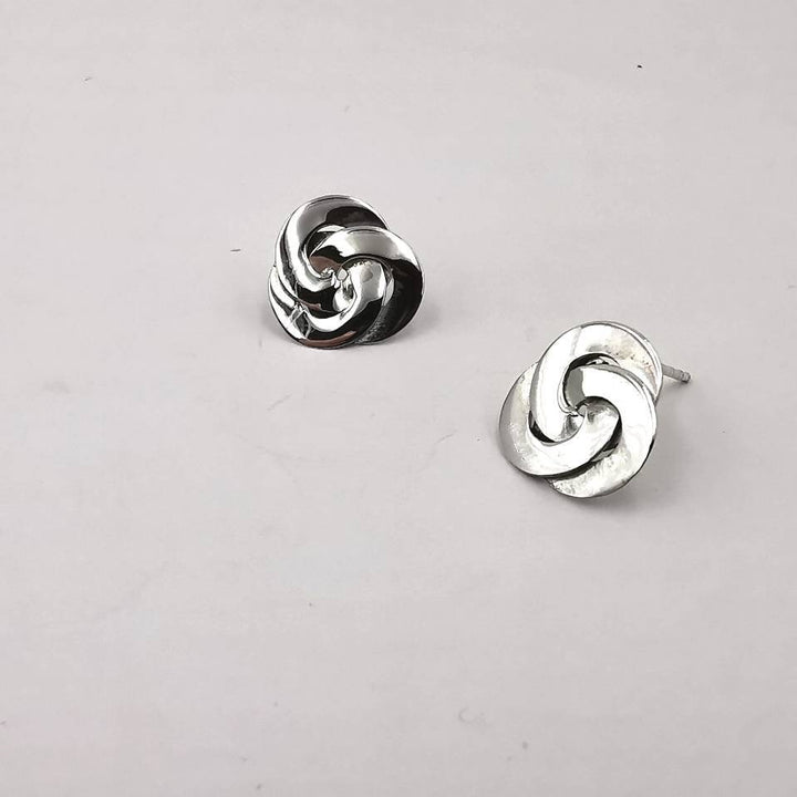 Flower Knot Stud Earrings — 925 Silver