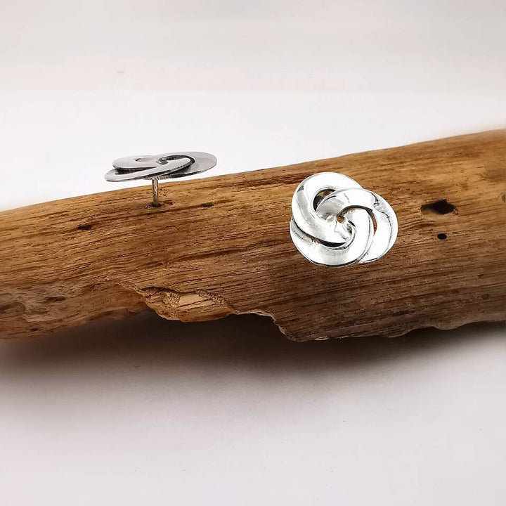 Flower Knot Stud Earrings — 925 Silver