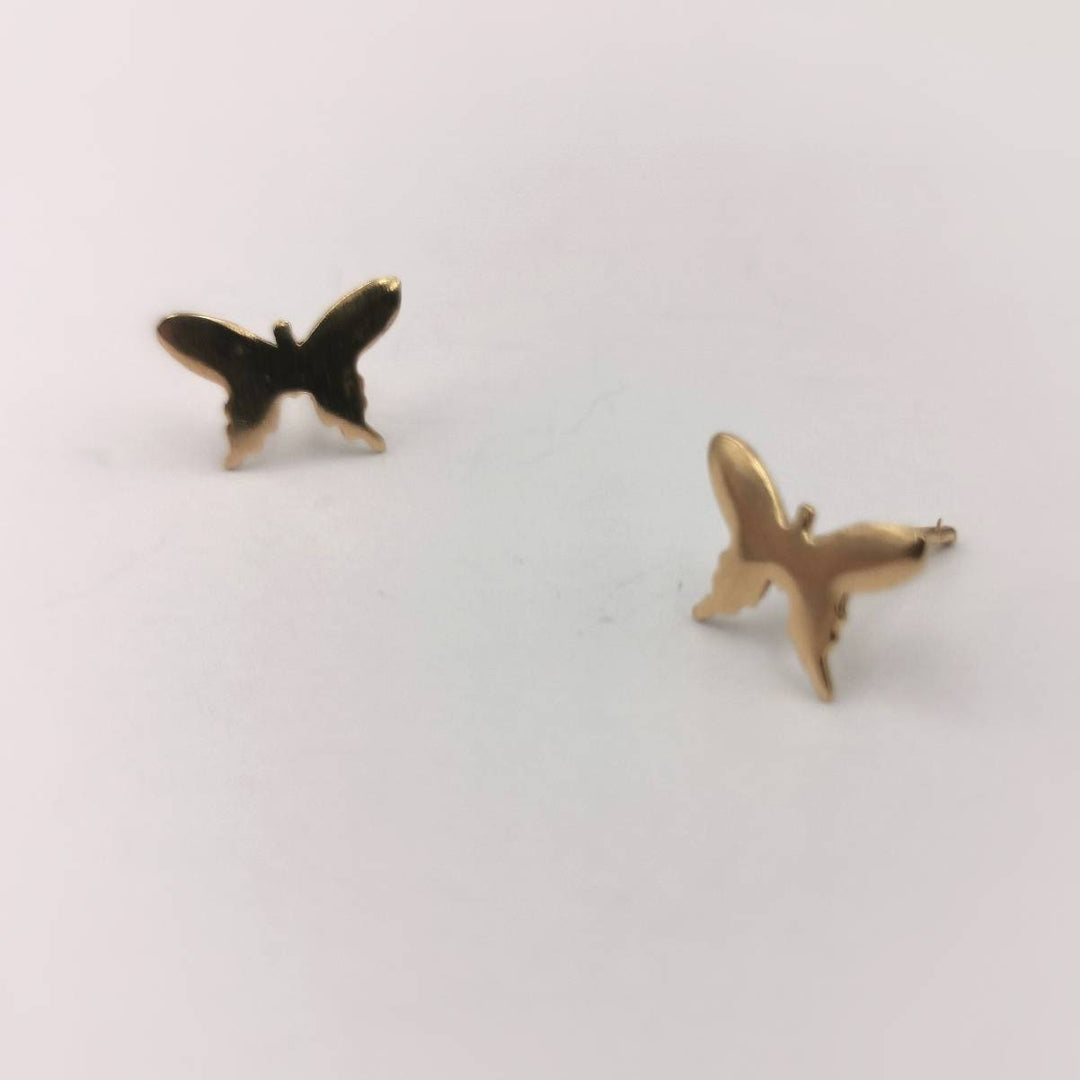 Dainty Butterfly Gold Studs, Insect Stud Earrings — 18k Gold Plated
