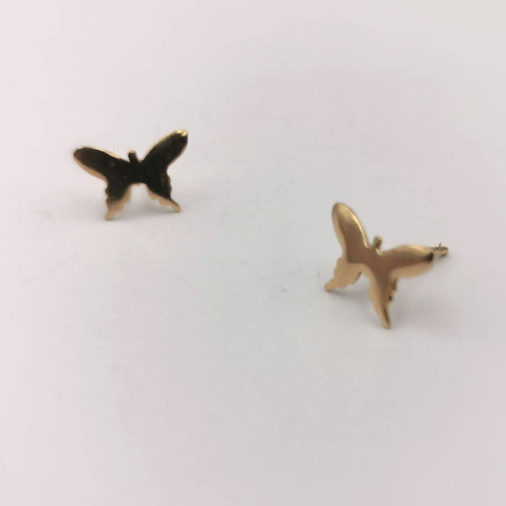 Dainty Butterfly Gold Studs, Insect Stud Earrings — 18k Gold Plated