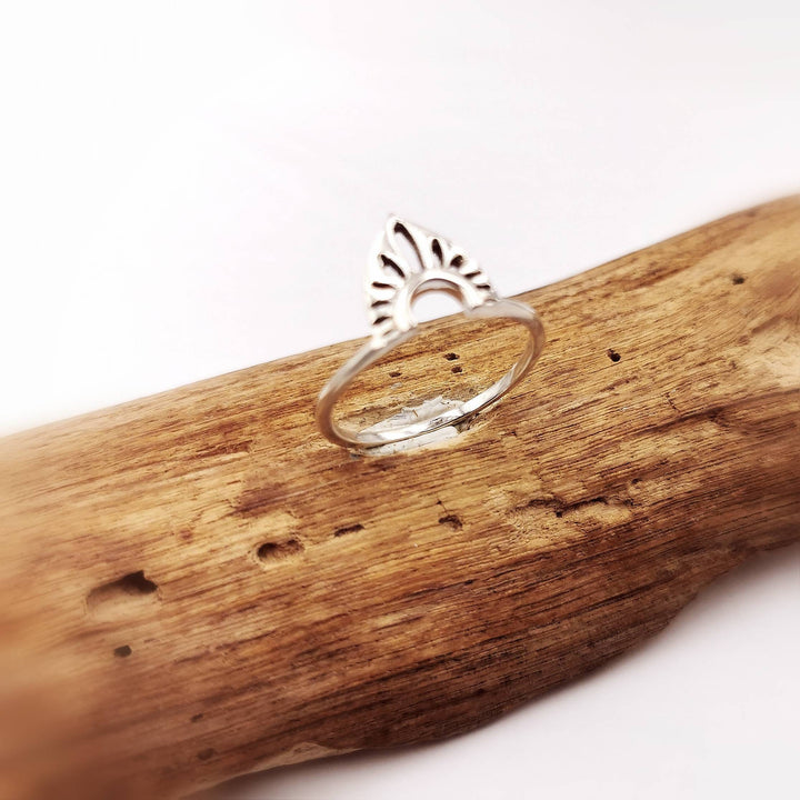 Boho Chevron Ring with Oriental Mandala Pattern — 925 Silver