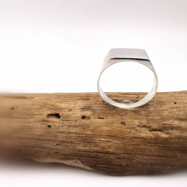 Rectangular Signet Ring, Solid Signet Ring — 925 Silver