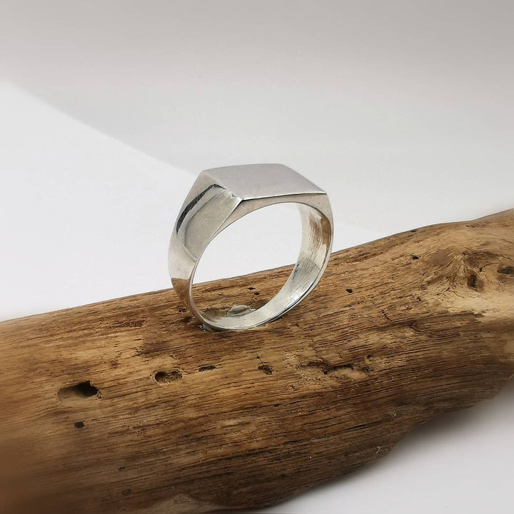 Rectangular Signet Ring, Solid Signet Ring — 925 Silver