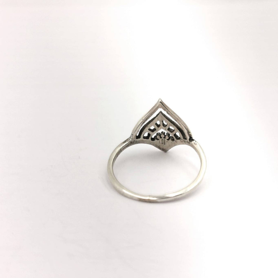 Elegant 925 Silver Boho Ring with Oriental Pattern, Silver Dainty Ring
