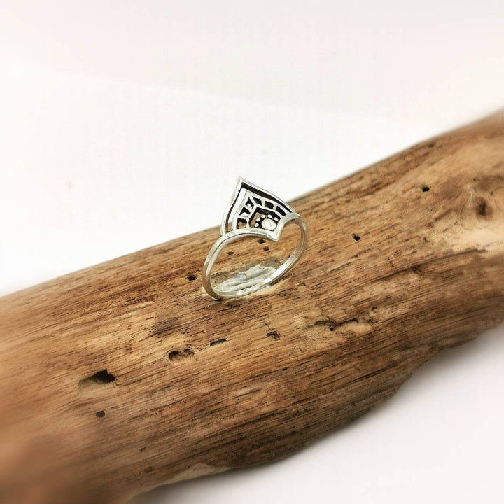 Elegant 925 Silver Boho Ring with Oriental Pattern, Silver Dainty Ring
