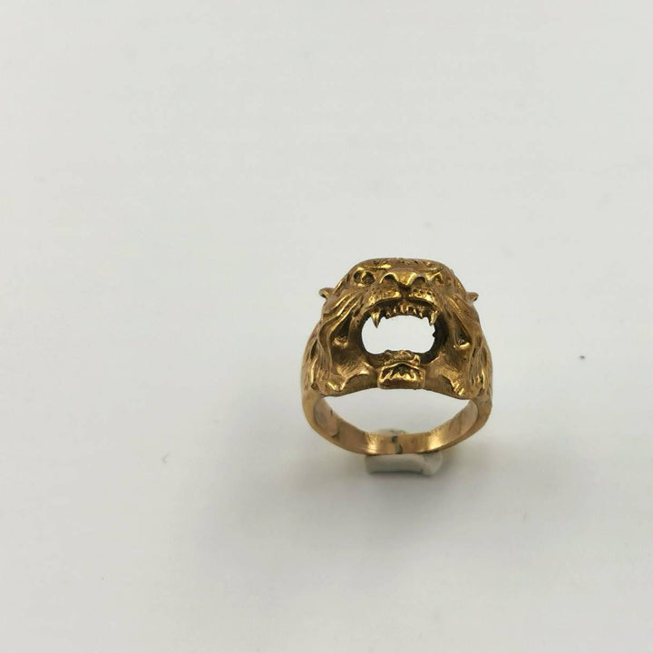 Golden Tiger Head Ring