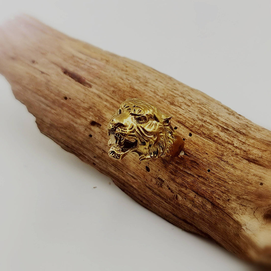 Golden Tiger Head Ring