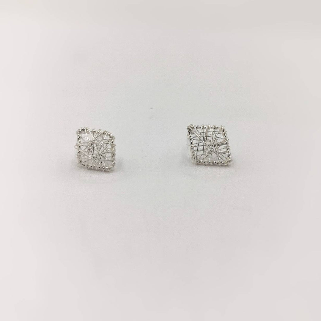 Rhomboid Stud Earrings — 925 Silver