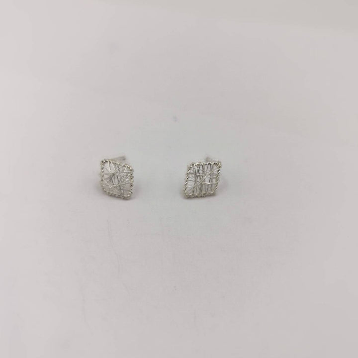Rhomboid Stud Earrings — 925 Silver
