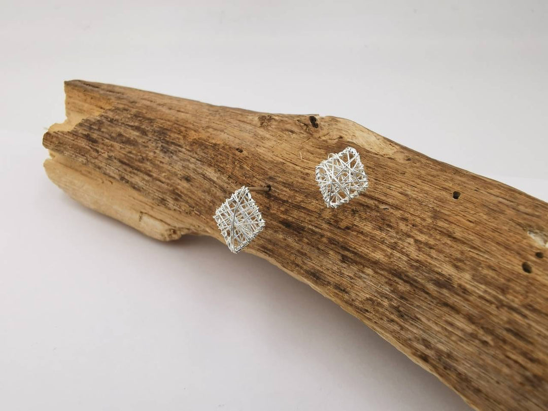 Rhomboid Stud Earrings — 925 Silver