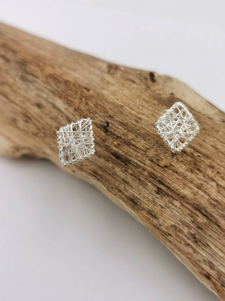 Rhomboid Stud Earrings — 925 Silver