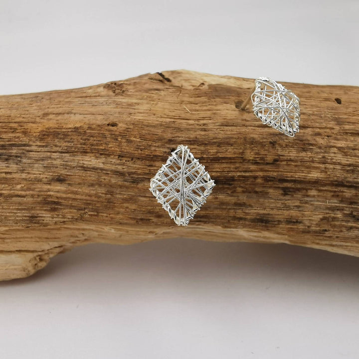 Rhomboid Stud Earrings — 925 Silver