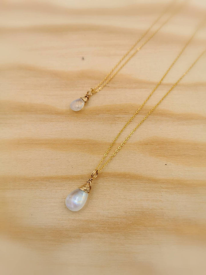 Rainbow Moonstone Drop Charm 18k Gold Plated