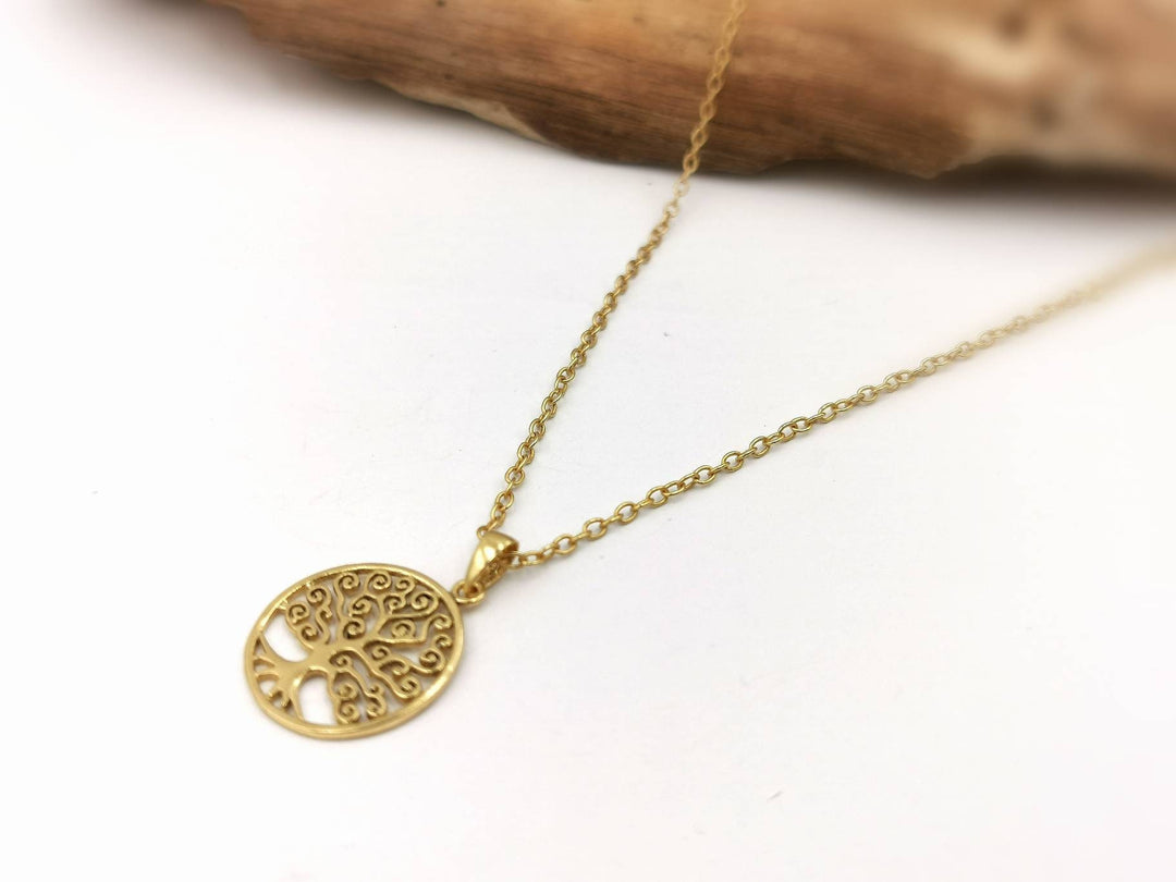 Tree of Life Pendant, Yggdrasil Charm — 18k Gold Plated