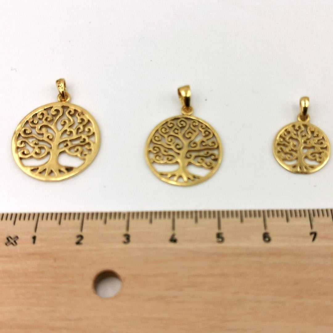 Tree of Life Pendant, Yggdrasil Charm — 18k Gold Plated