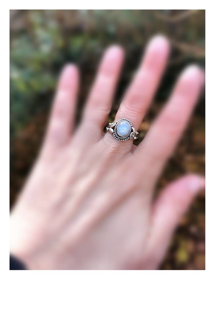 Handmade 925 Silver Boho Ring with Natural Gemstone