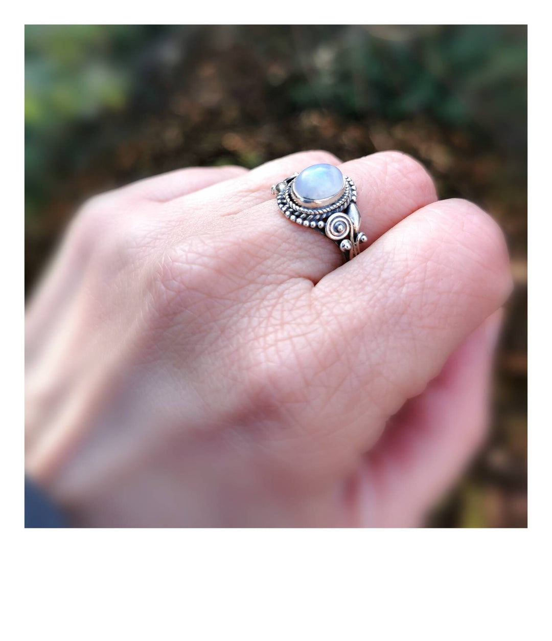 Handmade 925 Silver Boho Ring with Natural Gemstone