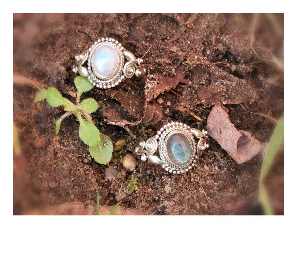 Handmade 925 Silver Boho Ring with Natural Gemstone