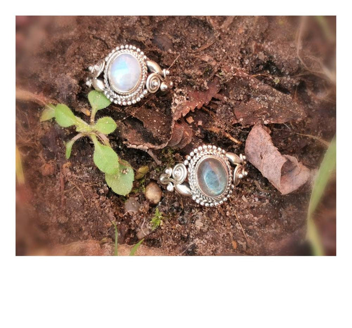 Handmade 925 Silver Boho Ring with Natural Gemstone