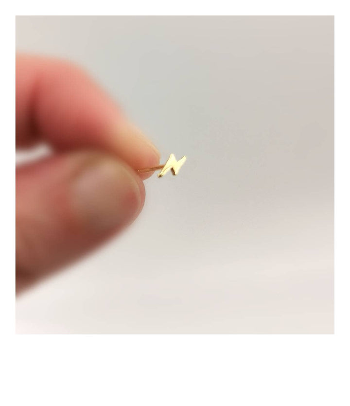 Tiny Lightning Stud Earrings — 18k Gold Plated