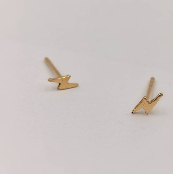 Tiny Lightning Stud Earrings — 18k Gold Plated