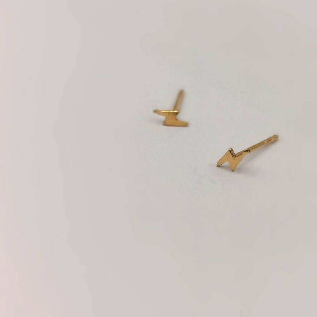 Tiny Lightning Stud Earrings — 18k Gold Plated