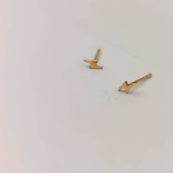 Tiny Lightning Stud Earrings — 18k Gold Plated
