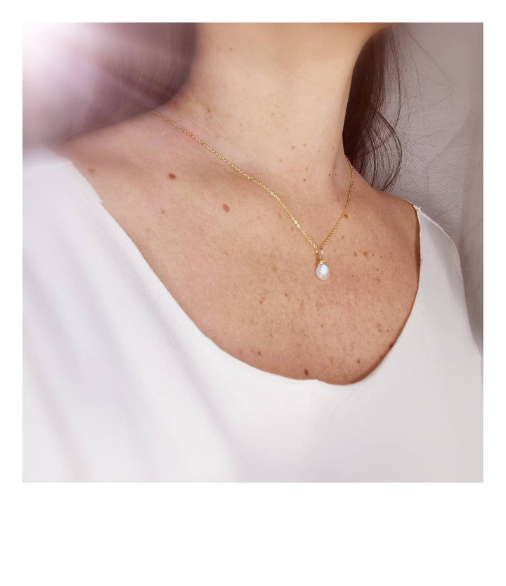 Rainbow Moonstone Drop Charm 18k Gold Plated
